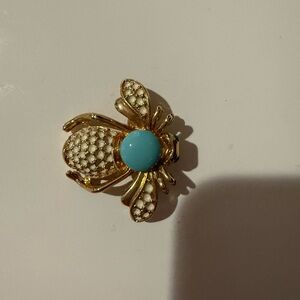 Stella & Dot Gold and Turquoise Bee Brooch